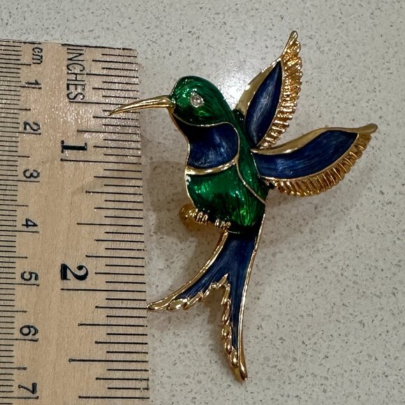 Enamel Hummingbird Brooch - Picture 4 of 5